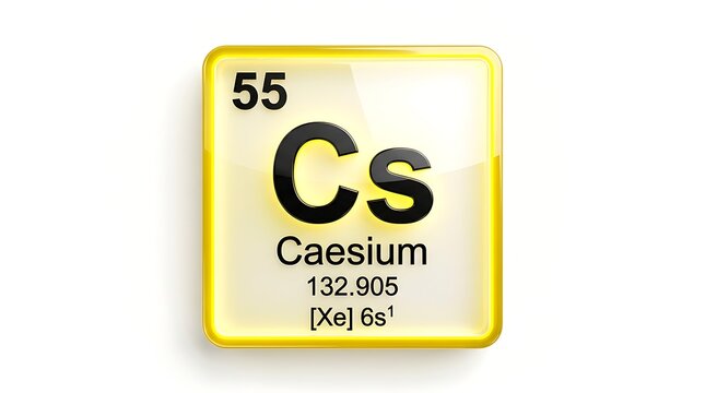 Caesium element sample in a laboratory setting, highlighting atomic number 55, chemical research, science, and periodic table concepts