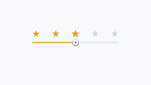 Five Star Rating Slider Animation Representing Customer Satisfaction and Positive Feedback Review