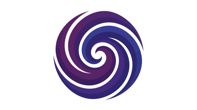 Circular purple and blue abstract spiral vortex logo