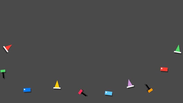 Geometric shapes moving in rhythmic circular motion across dark grey background providing minimalist animation footage for creative digital design projects