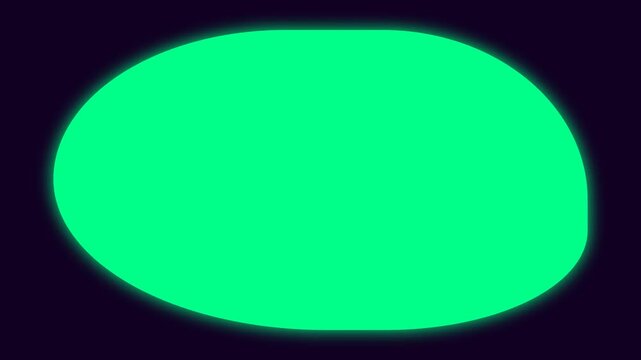 Glowing green oval shape pulsing with vibrant light energy on a dark background for modern creative digital motion design animation