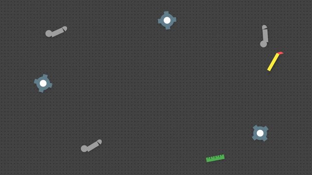 Abstract geometry motion animation featuring floating shapes and circular nodes moving across a dark grid background for digital design projects