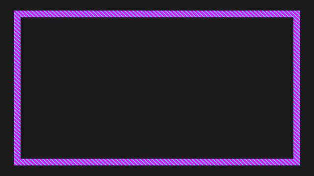 Bright neon pink and cyan diagonal stripes forming a rectangular border frame in this abstract digital motion animation video clip
