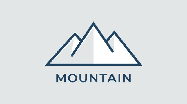 Minimalist mountain logo icon, vector illustration, isolated on transparent background
