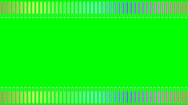 Animated chemical test tube array forming rhythmic wave patterns in laboratory motion footage for scientific research and medical presentation design