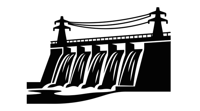 Vector illustration of hydroelectric power dam icon on a transparent background