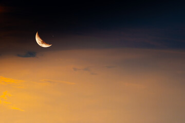 Background night sky of with crescent moon,and stars .Background Greeting card for the holy month of Ramadan of islam  © Media 