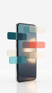 3D Smartphone with Abstract Floating Digital Interface Elements