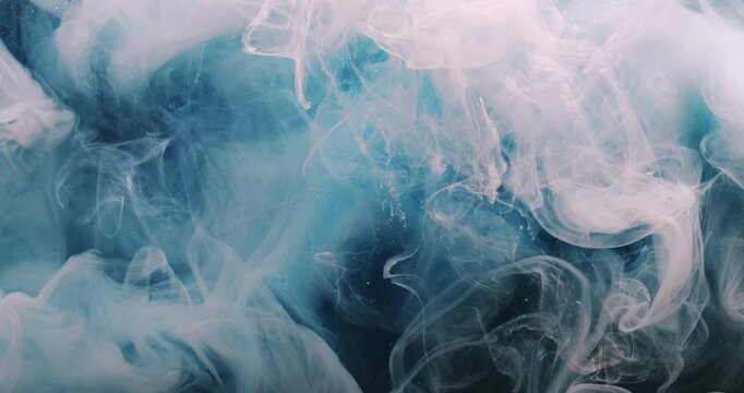 Cloud blend. Underwater color paint. Defocused blue water texture fluid bright pigment liquid spreading on abstract art background.