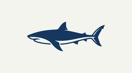 Fototapeta premium Navy Blue Shark Silhouette Icon Isolated on White Background