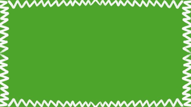 Abstract black scribble line pattern graphic animation on bright green background. Doodle circle dots frame animation on chroma key green screen background for video overlay
