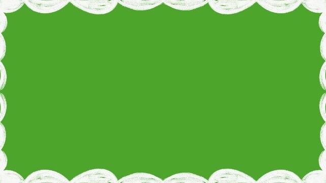 Abstract black scribble line pattern graphic animation on bright green background. Doodle circle dots frame animation on chroma key green screen background for video overlay