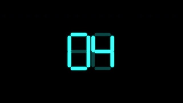 Cyan Segmented 10 Second Countdown Electronic Digital Clock