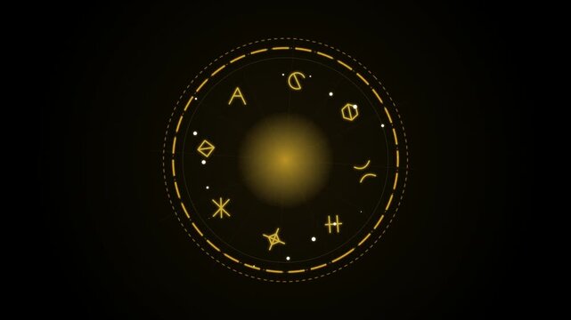 Rotating Golden Magic Rune Circle Portal Animation