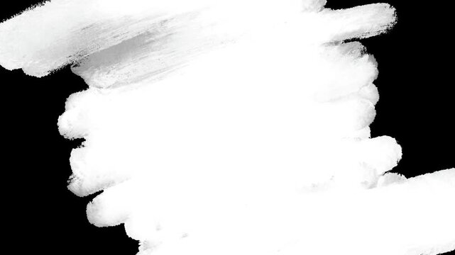Monochrome black white paint stroke watercolor texture wipe transition animation isolated on white background