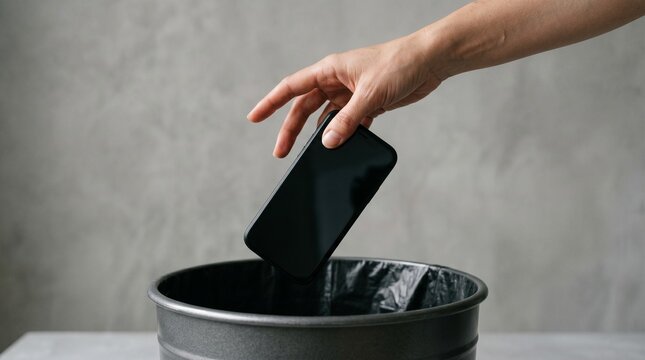 Digital Detox and Phone Addiction, Hand Throwing Smartphone Away