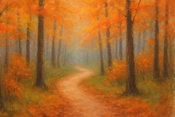 Fototapeta premium Serene autumn forest path