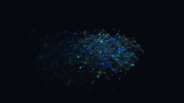 Tech network nodes morph across states in a seamless data field