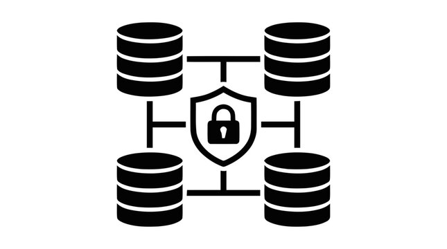 Vector illustration of database security and data protection icon on a transparent background