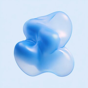 A blue 3d mesh blob shifts shape softly, featuring a glossy appearance and sleek design ideal for use as a backdrop in digital projects.