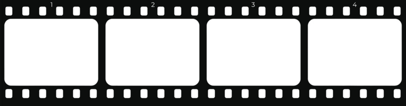 Vintage film strip vector, blank cinema negative frame border, retro movie template