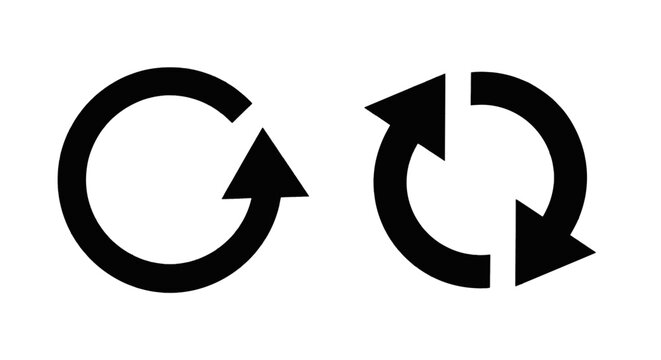 Vector illustration of circular refresh and reload arrows icon set on a transparent background