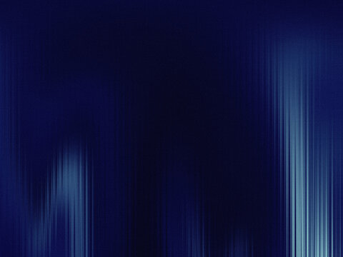 Abstract glass vertical lines blurry gradient background with grainy noise texture in navy blue and cyan. Abstract Fluid Waves Dark Gradient.