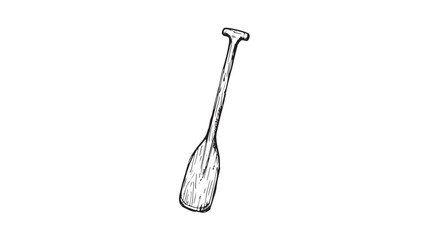 Vintage hand drawn wooden boat oar vector, rustic nautical paddle illustration, classic rowing equipment sketch isolated on White Background © Iram