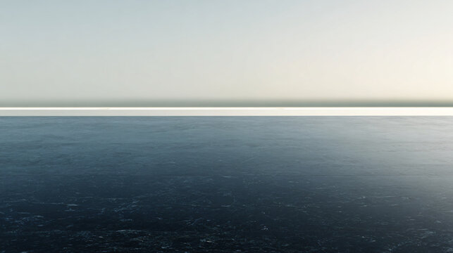 One enormous perfectly smooth dark-to-pale blue stone plane extending toward a brilliant white horizon, subtle natural reflection of diffused daylight across its surface