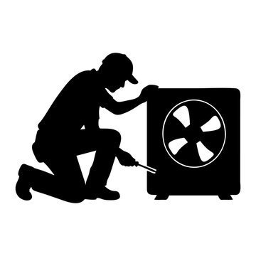 HVAC Technician Servicing Outdoor Air Conditioner Unit