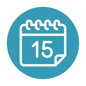 Vector line icon of a calendar page with number 15