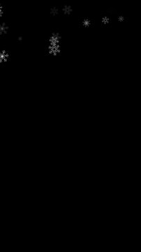 snow flakes falling isolated alpha channel animation,snowflakes fall new year and Christmas holiday celebration overlay vertical social media motion design element