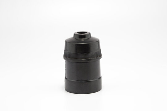 Black Plastic Light Bulb Socket Isolated on white background