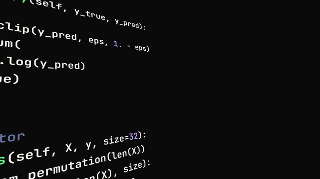 Python Source Code Machine Learning Algorithm Scrolling for Deep Learning Neural Network Programming and Artificial Intelligence Background