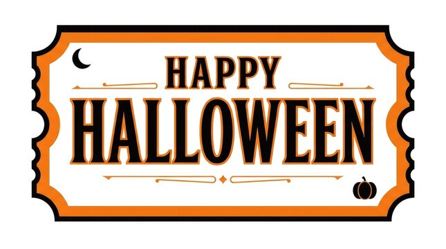 Festive happy halloween banner with decorative border crescent moon and pumpkin illustration