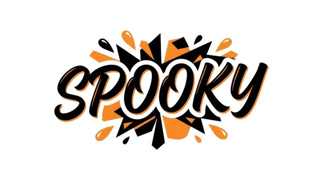 Colorful spooky halloween word art with paint splatter background for festive designs