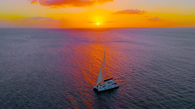 A Sailboat in the Caribbean captured via Drone in 6k