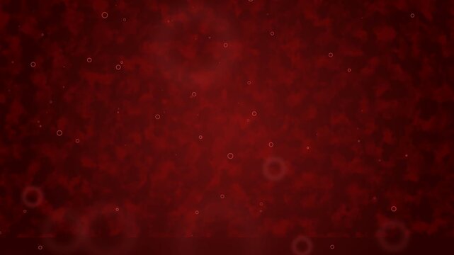 Dark red abstract motion background with floating circles and subtle particles creating a digital atmospheric environment for creative video projects
