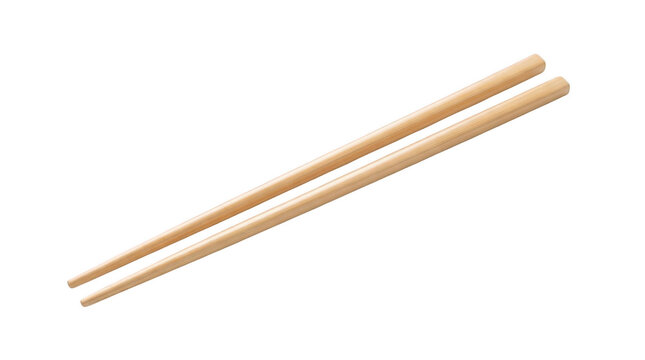 A pair of wooden chopsticks isolated on transparent background