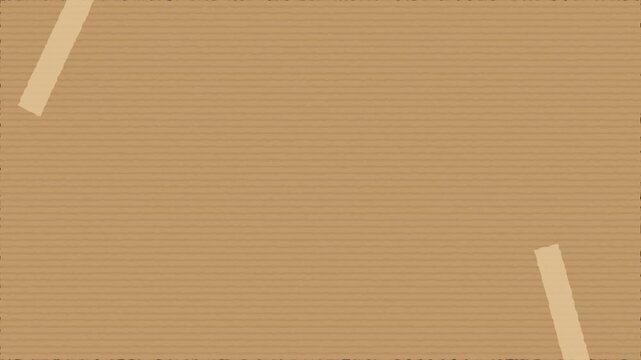 Corrugated cardboard texture background featuring diagonal tan tape strips in a dynamic motion video clip for modern design branding projects