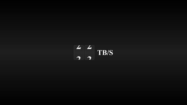 High speed digital counter displaying rapid data transfer rates in terabytes per second for a sleek technical motion animation clip