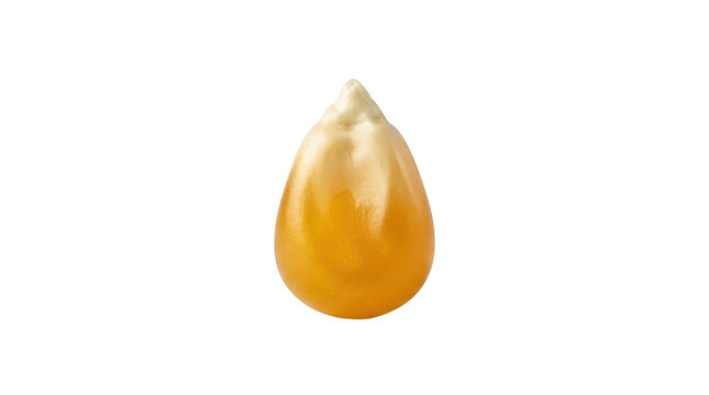 Single raw yellow corn kernel isolated on transparent background