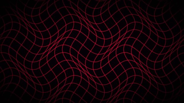 Dark red wavy digital grid pattern on black cyber network concept background