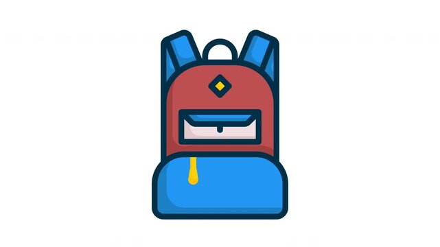 School bag accessories in blue, red, and yellow for students, including travel gear. Perfect for promotional materials for backtoschool campaigns.