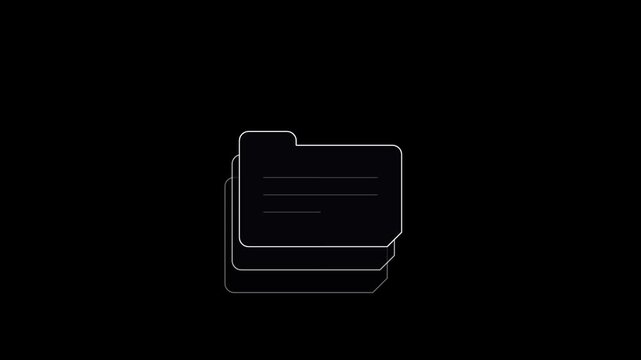 Minimalist line art icon of a stack of folders representing file management and data organization