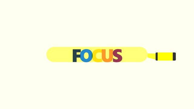 Focus text typography inside stylized cricket bat graphic animation video clip featuring minimalist yellow design elements and vibrant colorful letters