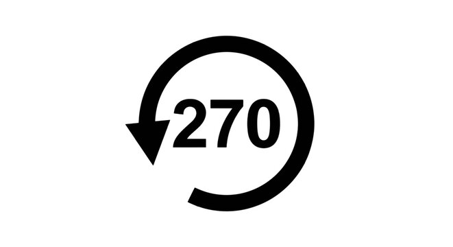 Vector illustration of 270 degree rotation icon on a transparent background