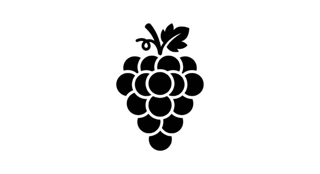 Vector illustration of black silhouette icon of a bunch of grapes on a transparent background