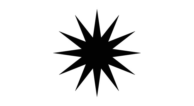 Vector illustration of black star shape icon on a transparent background