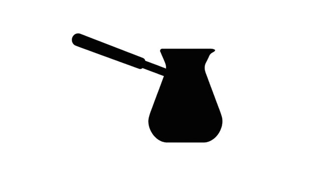 Vector illustration of black silhouette of a traditional turkish coffee pot on a transparent background